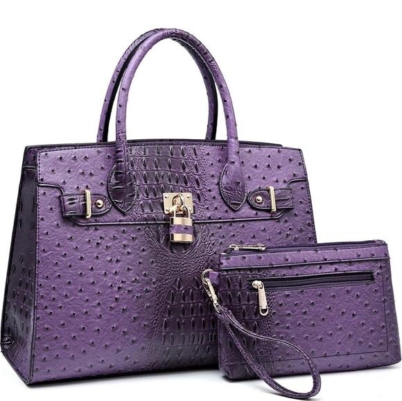 Padlock Togo Vegan Leather Satchel Set - Picture 14 of 16